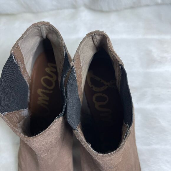 Sam Edelman light brown leather suede ankle boots black  with elastic si… - Picture 9 of 12